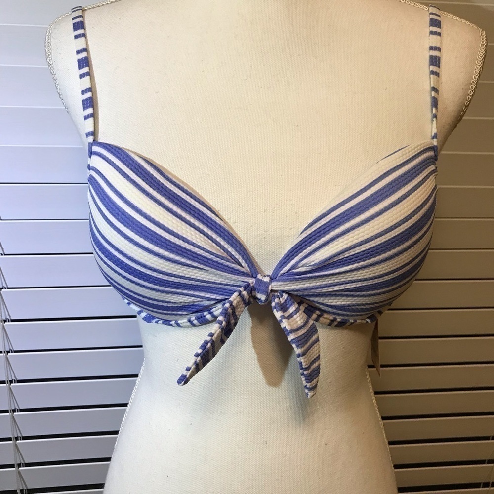 Xhilaration Bikini Push Up Blue White Seersucker